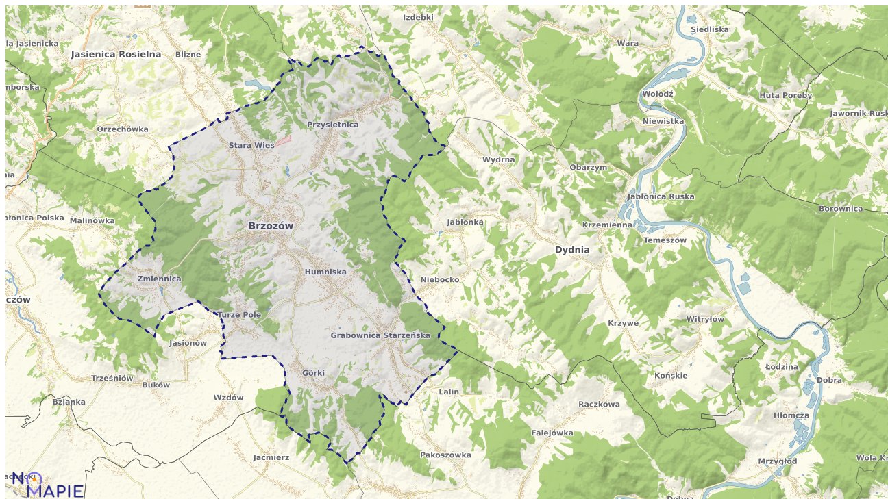 Mapa obszarów ochrony przyrody Brzozowa